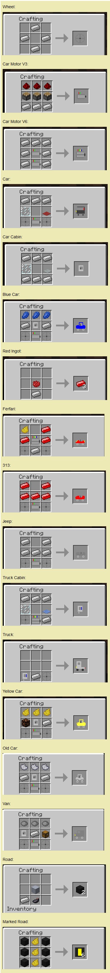 Cars and Drives (Мод машинок) для Minecraft 1.7.10 Крафтинг машинок и деталей